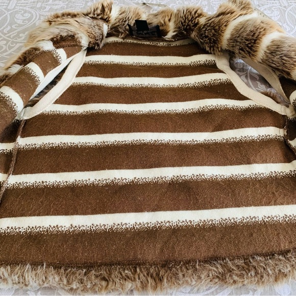 Outdoor Edition by Parkhurst Faux Fur Vest Women Medium Multi Brown Tan Striped - Picture 6 of 11